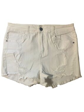 Women’s White Distressed Denim Shorts